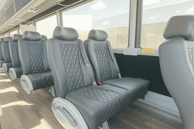 interior of Oakland Coach Bus Service charter bus